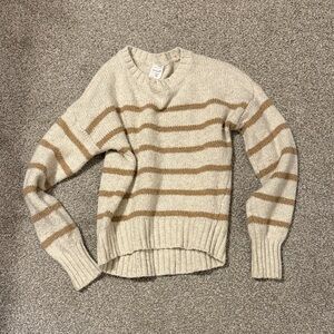 abercrombie kids Cream Sweater with Tan Stripes